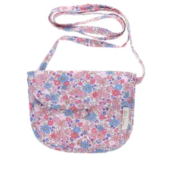 Sac bandoulière fleuri bleu et rose