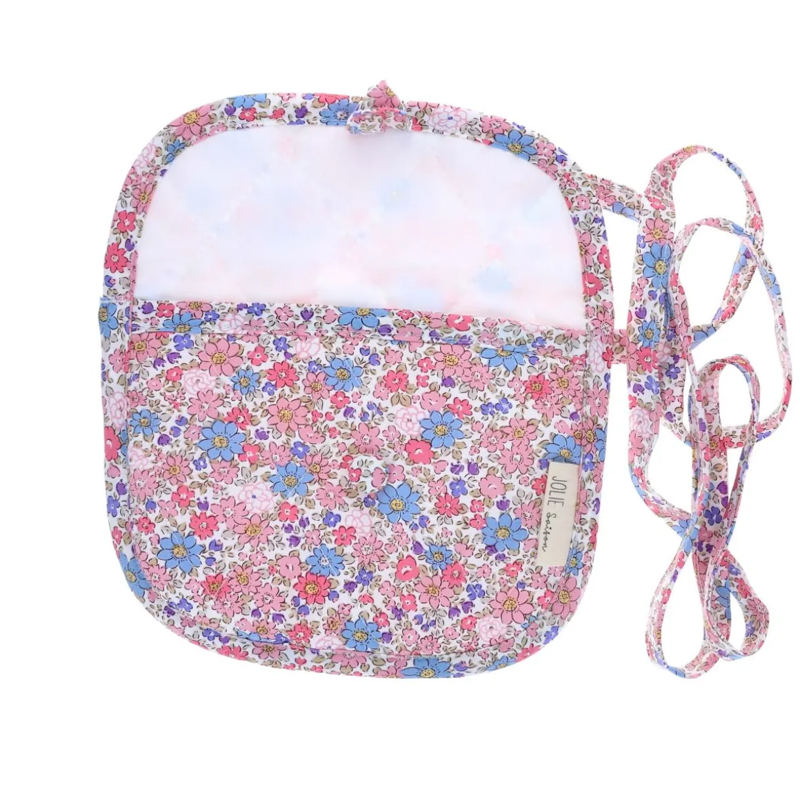 Sac bandoulière fleuri bleu et rose
