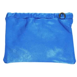 Sac pochette cuir bleu électrique