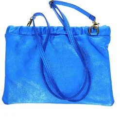 Sac pochette cuir bleu électrique