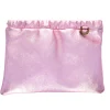 Sac pochette cuir rose pâle pailleté