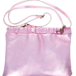 Sac pochette cuir rose pâle pailleté