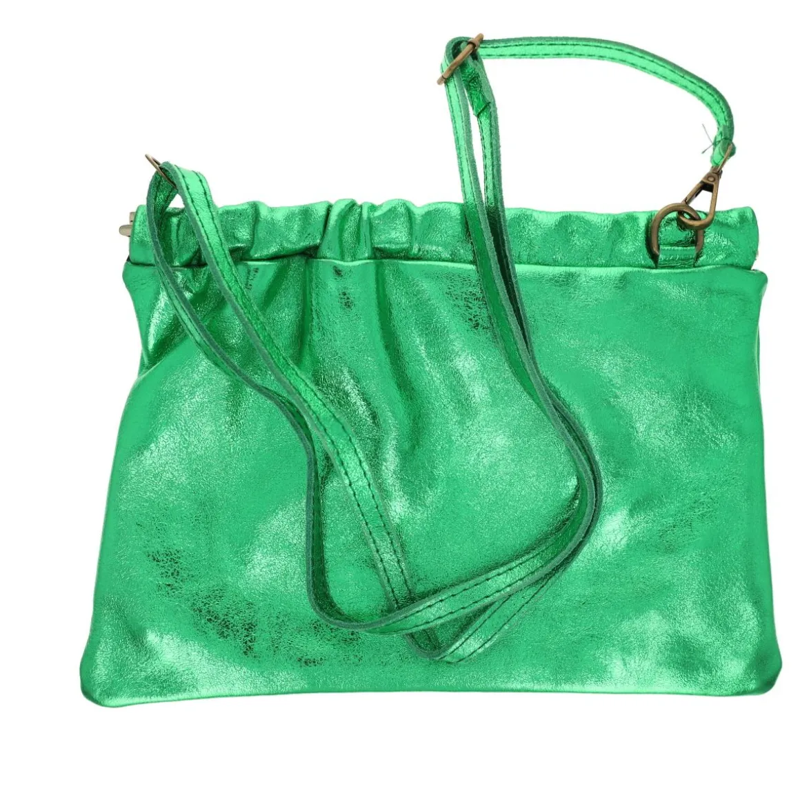 Sac pochette cuir vert