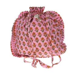 Sac pochon lilas block print - Delhi d'antan