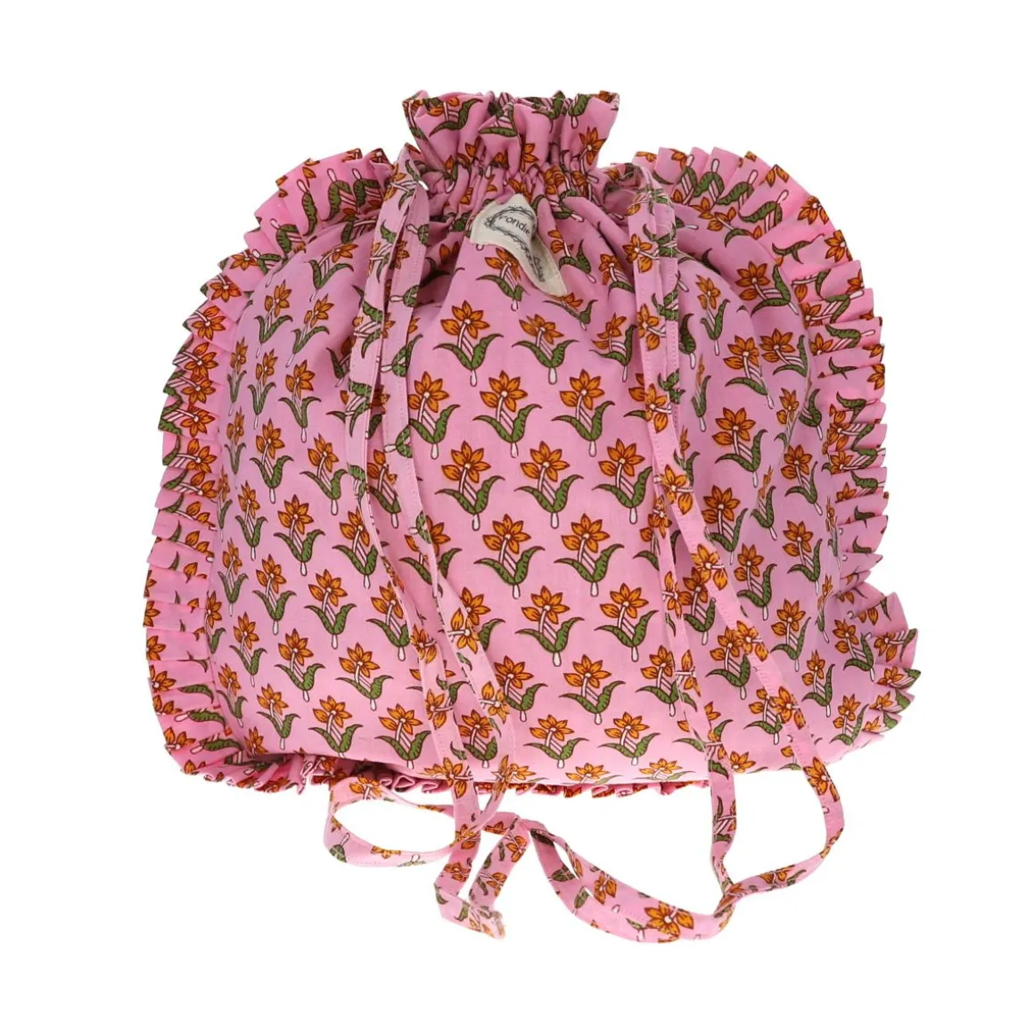 Sac pochon lilas block print - Delhi d'antan