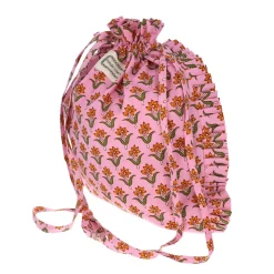 Sac pochon lilas block print - Delhi d'antan