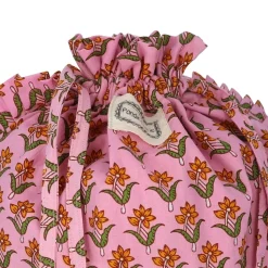 Sac pochon lilas block print - Delhi d'antan