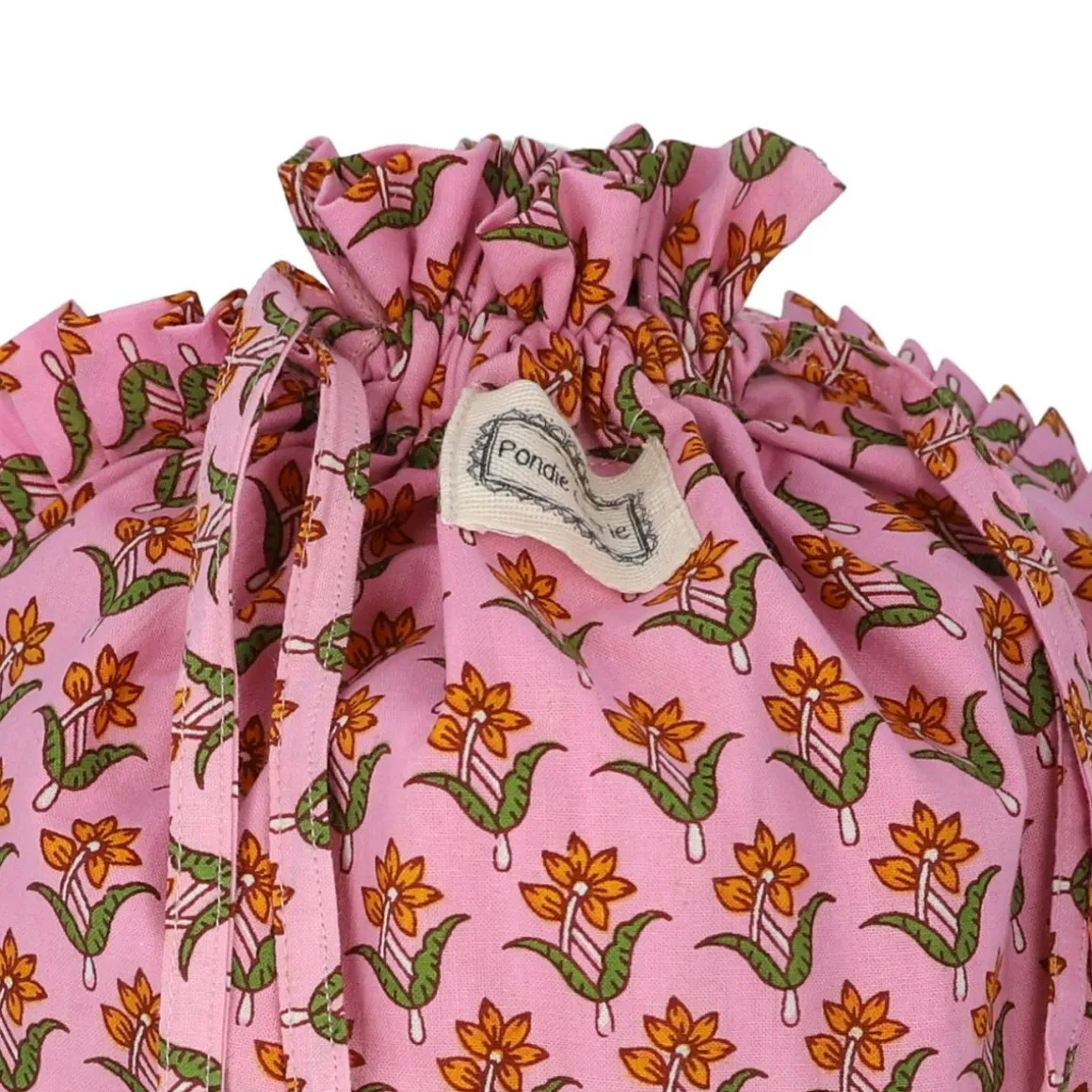 Sac pochon lilas block print - Delhi d'antan
