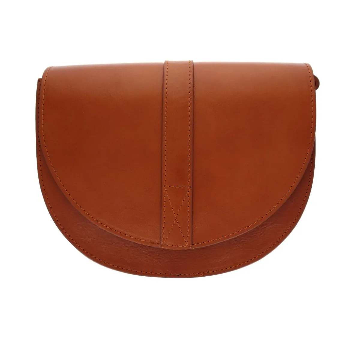 Sac rigide cuir demi lune camel
