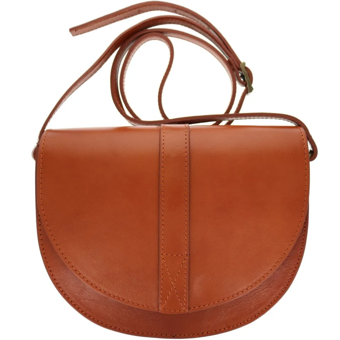 Sac rigide cuir demi lune camel