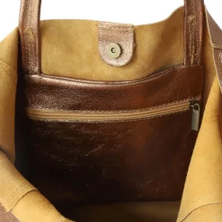 Sac tote bag cuir bronze doré