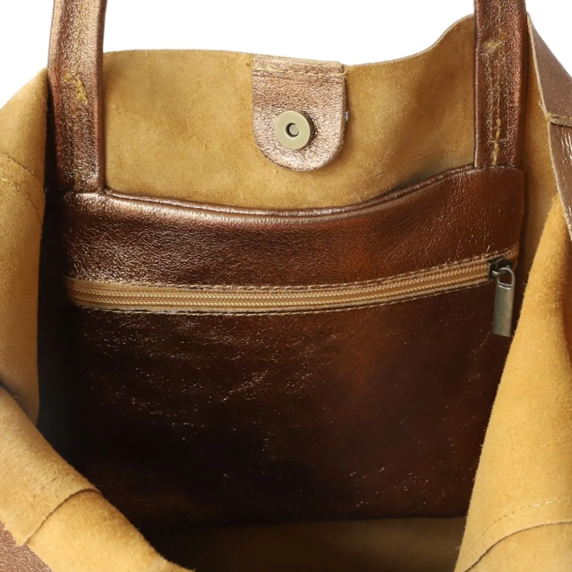 Sac tote bag cuir bronze doré