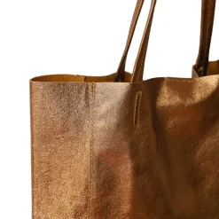 Sac tote bag cuir bronze doré