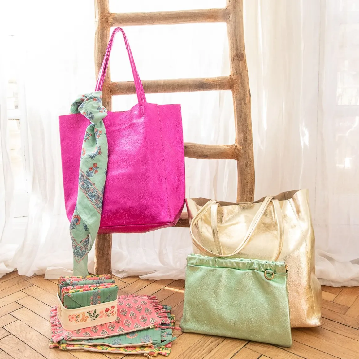 Sac tote bag cuir doré
