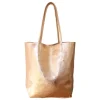 Sac tote bag cuir or rose