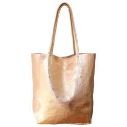 Sac tote bag cuir or rose