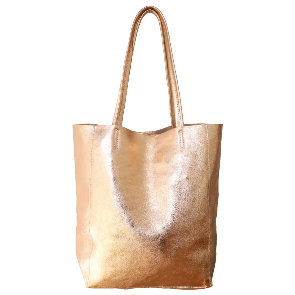 Sac tote bag cuir or rose