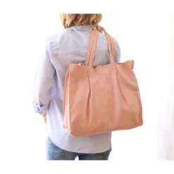 Sac tote bag cuir rose