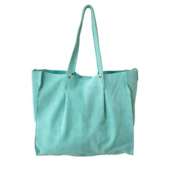Sac tote bag cuir turquoise