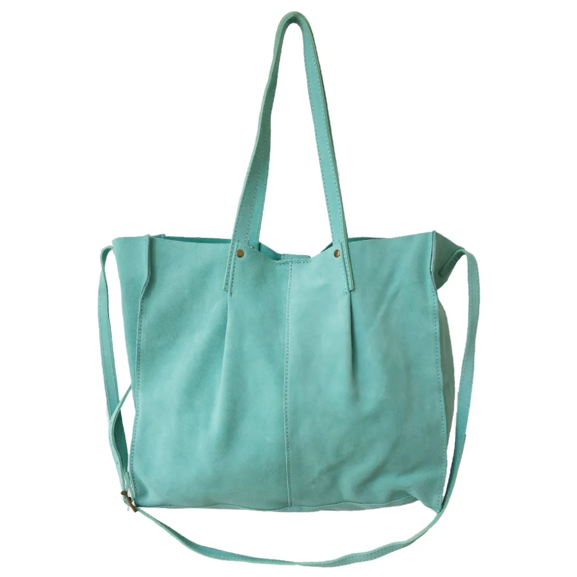 Sac tote bag cuir turquoise