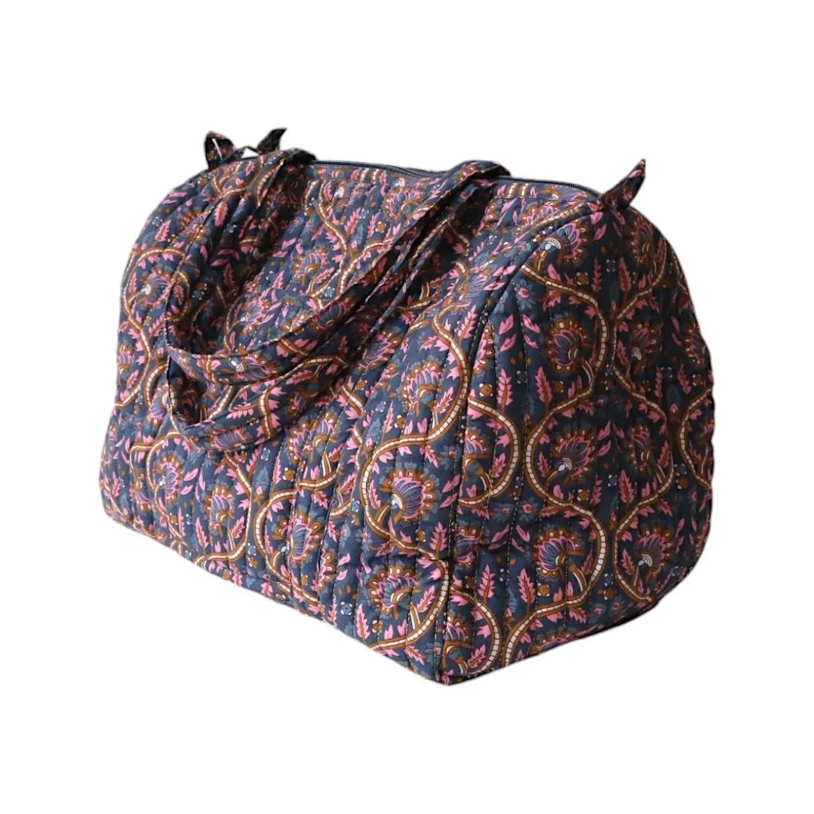 Sac week-end block print bleu - Mariage Indien