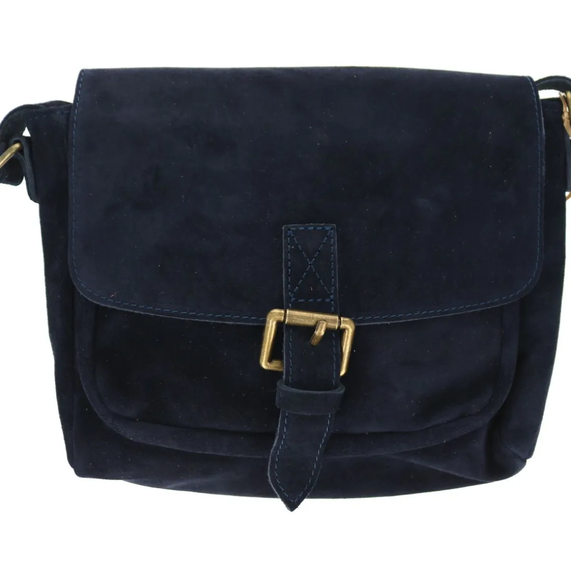 Sacoche cuir une boucle bleu foncé