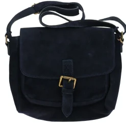 Sacoche cuir une boucle bleu foncé