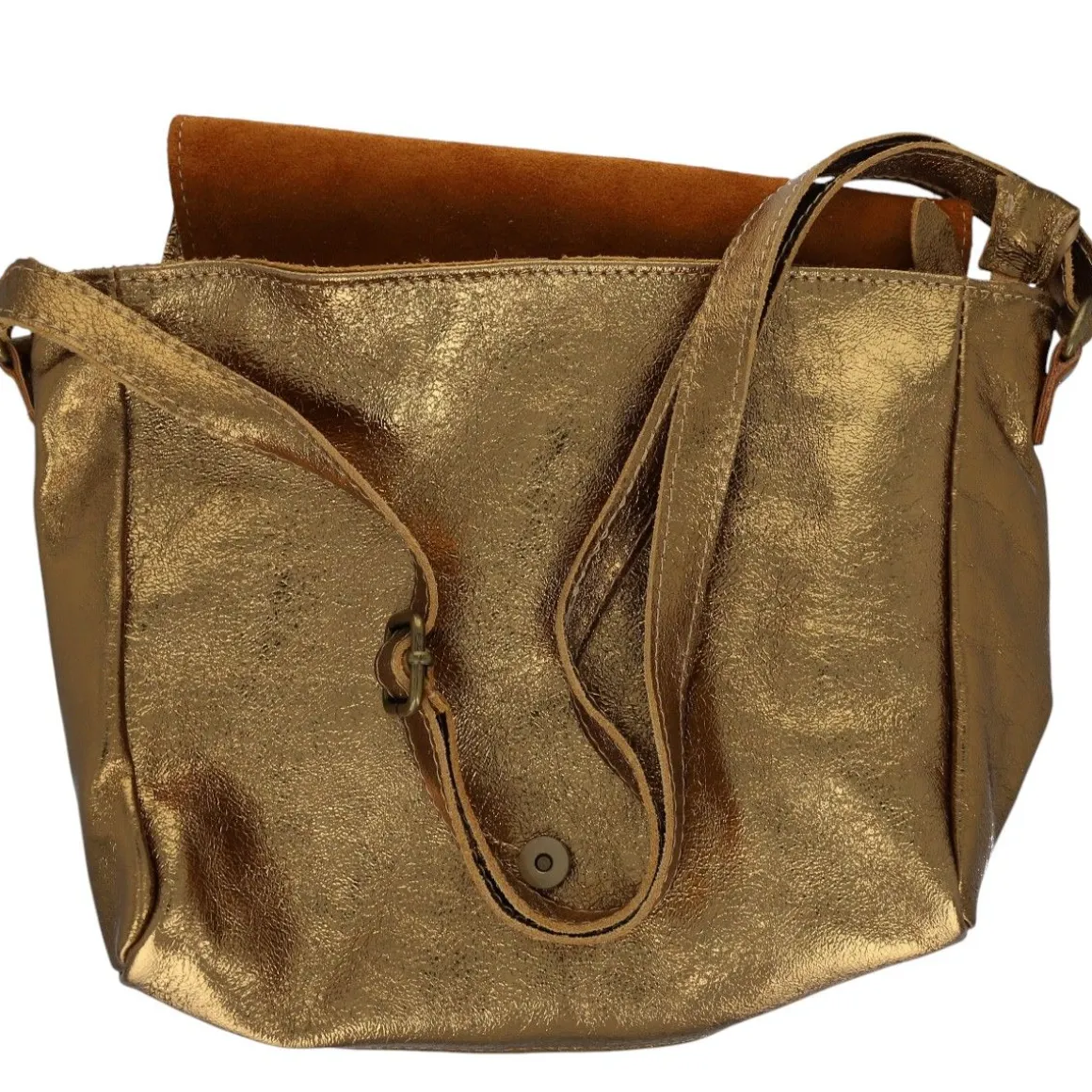 Sacoche cuir une boucle cuivre doré