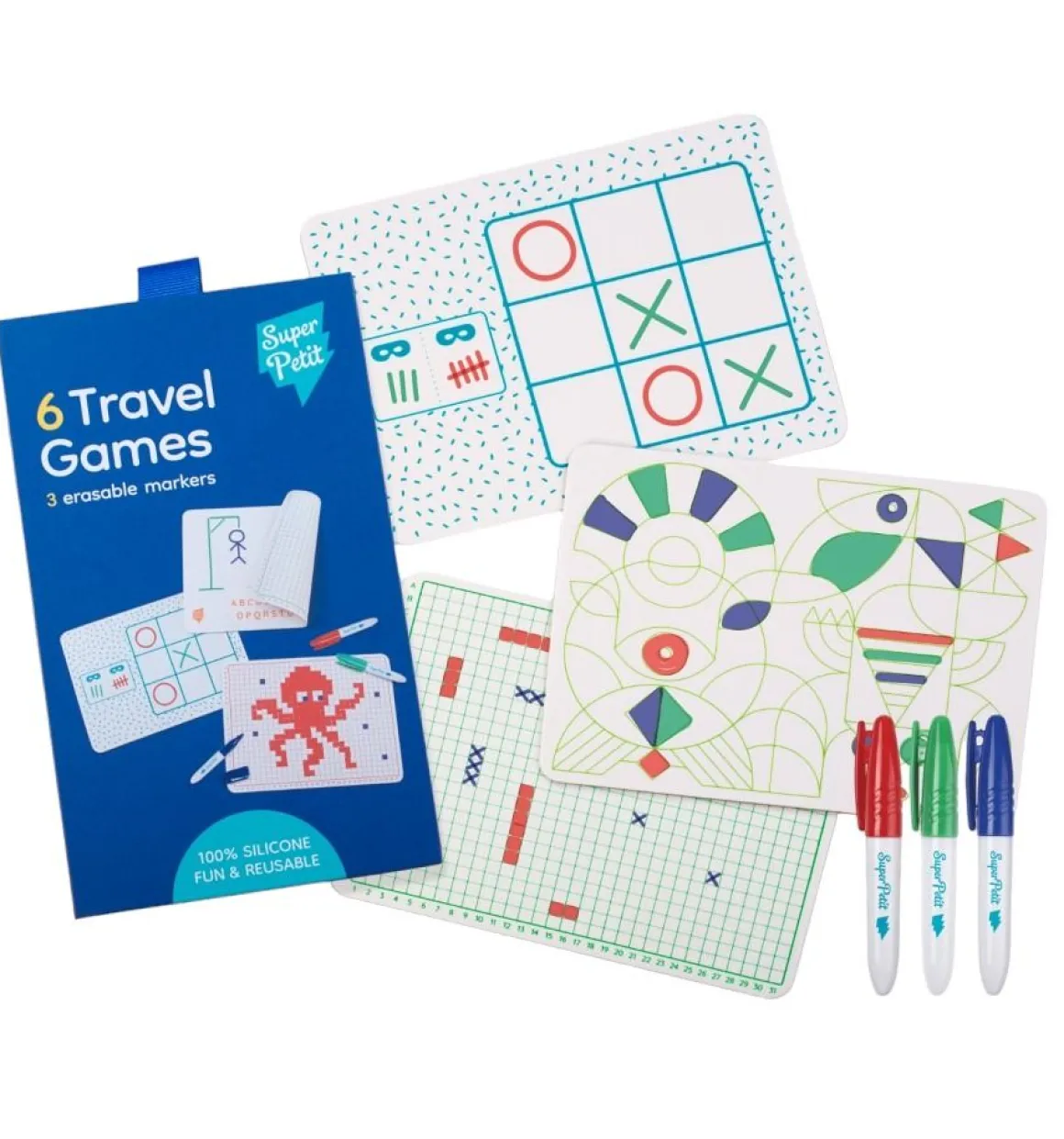 Set de 6 jeux de voyage réversibles en silicone