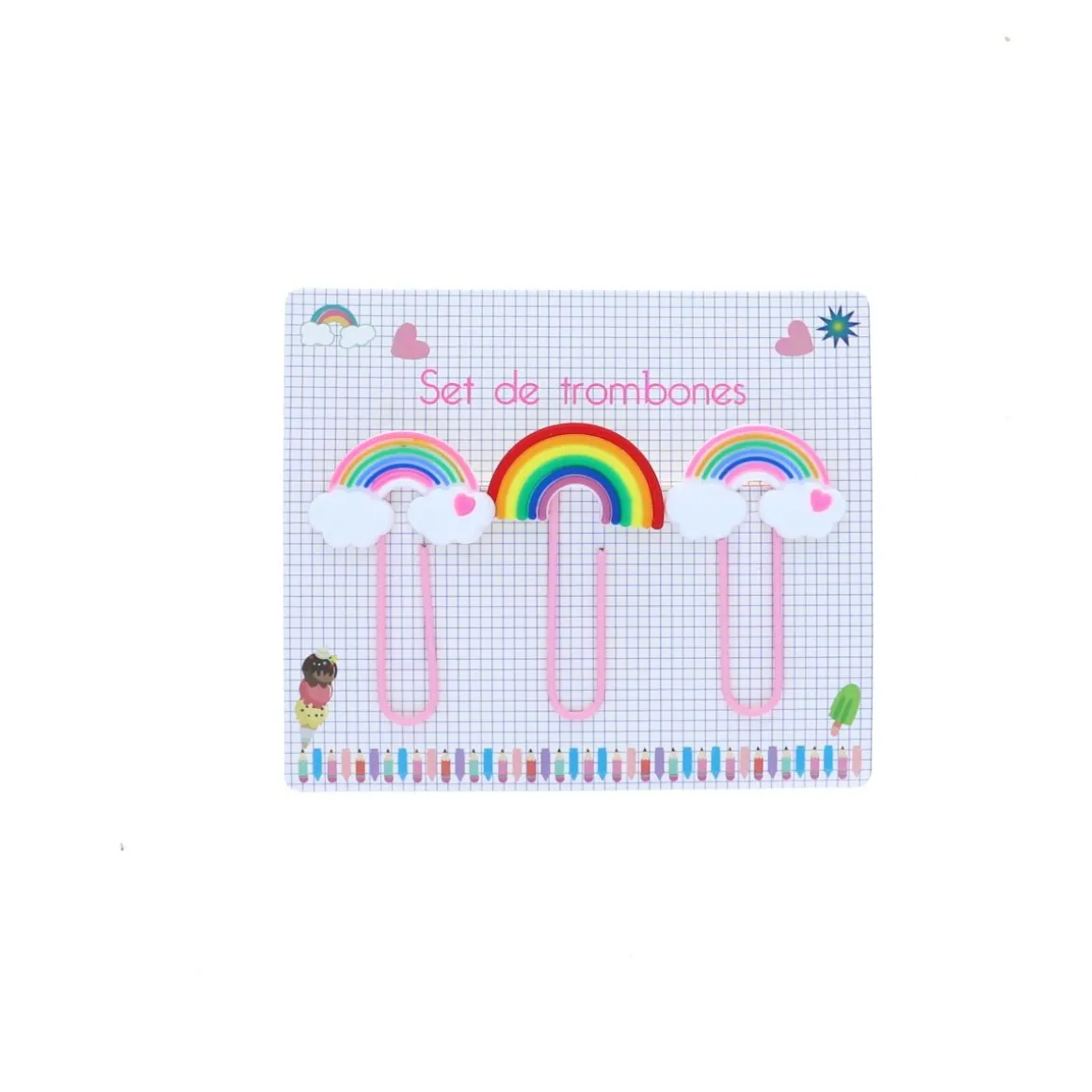 Set de 3 trombones arc-en-ciel