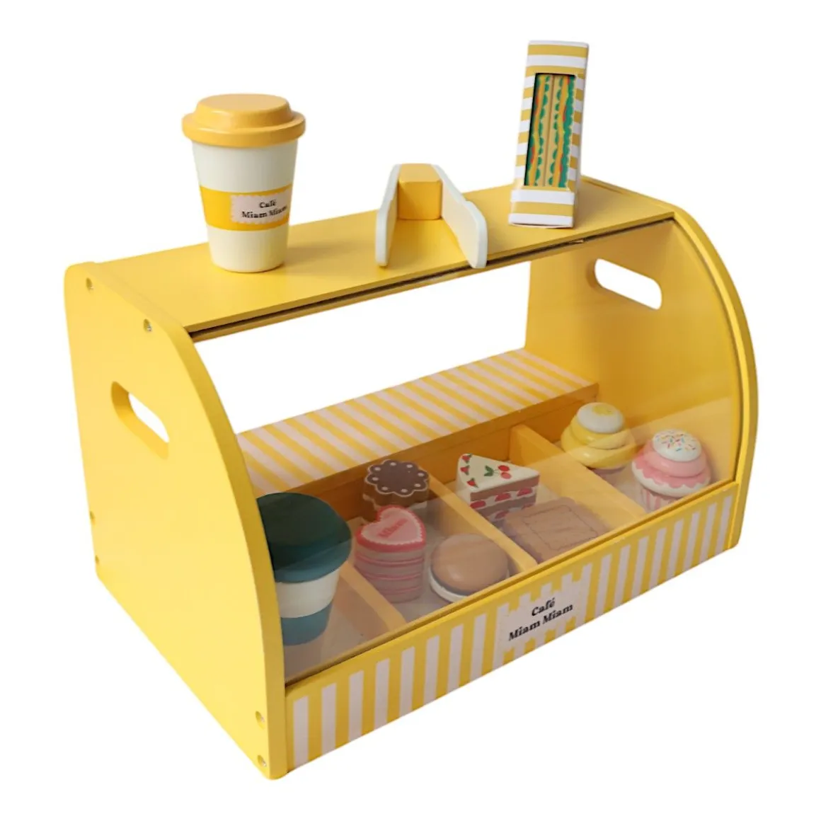 Stand à pâtisseries et café jouet en bois