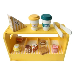 Stand à pâtisseries et café jouet en bois