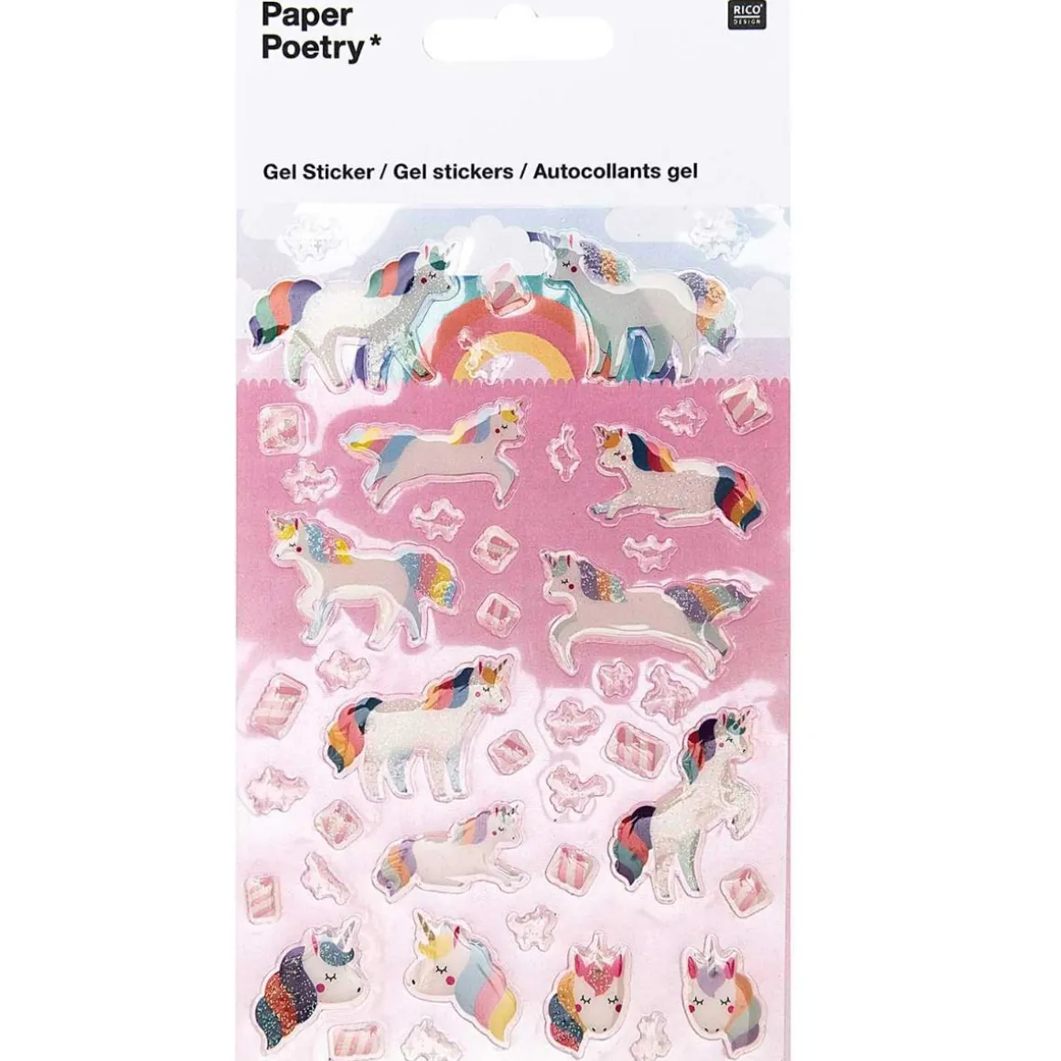 Stickers en gel motifs Licornes