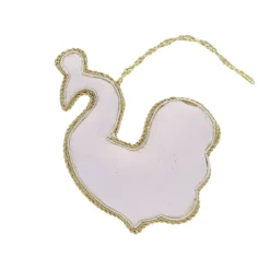 Suspension de noël broderies paon rose