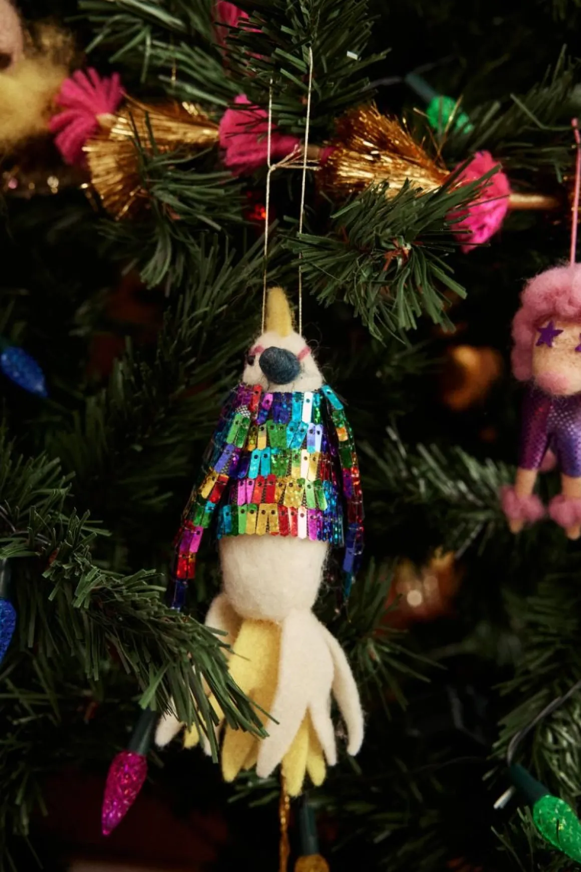 Suspension de Noël cacatoes disco