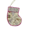 Suspension de Noël chaussette sequins dorés