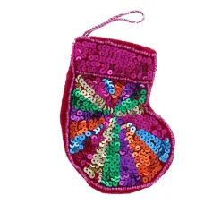 Suspension de noël chaussette sequins multicolores