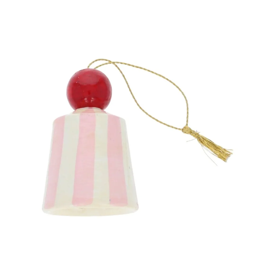 Suspension de Noël clochette rayée rose