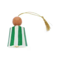 Suspension de Noël clochette rayée verte