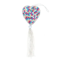 Suspension de Noël cœur argent et sequins