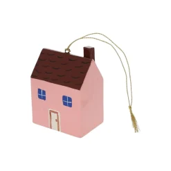 Suspension de Noël maison rose
