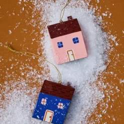 Suspension de Noël maison bleue