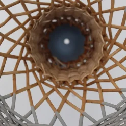 Suspension en rotin naturel et gris