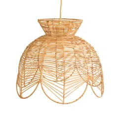 Suspension luminaire en rotin forme tulipe