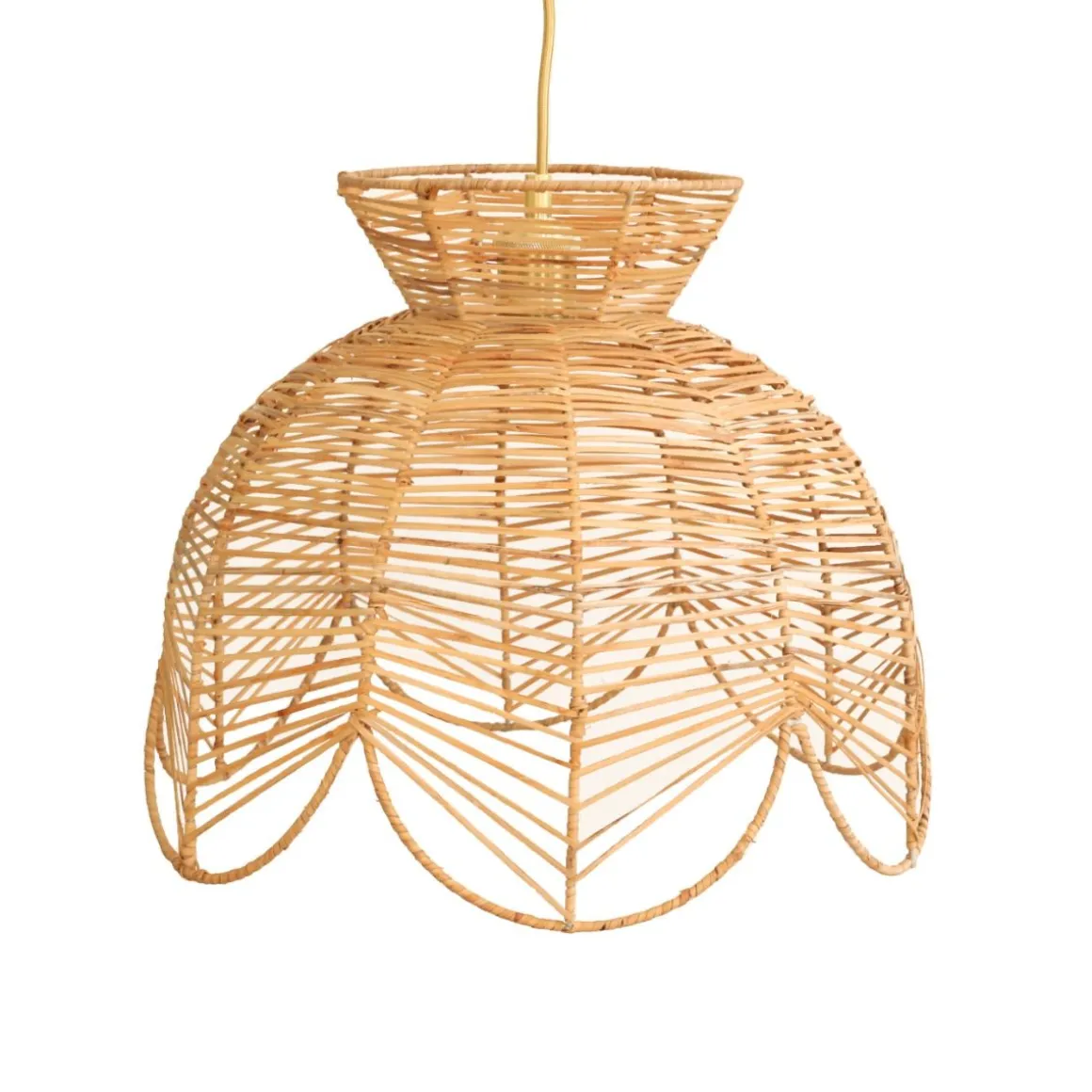 Suspension luminaire en rotin forme tulipe