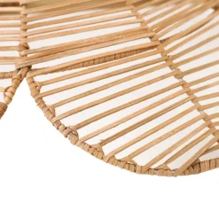 Suspension luminaire rotin en forme de marguerite