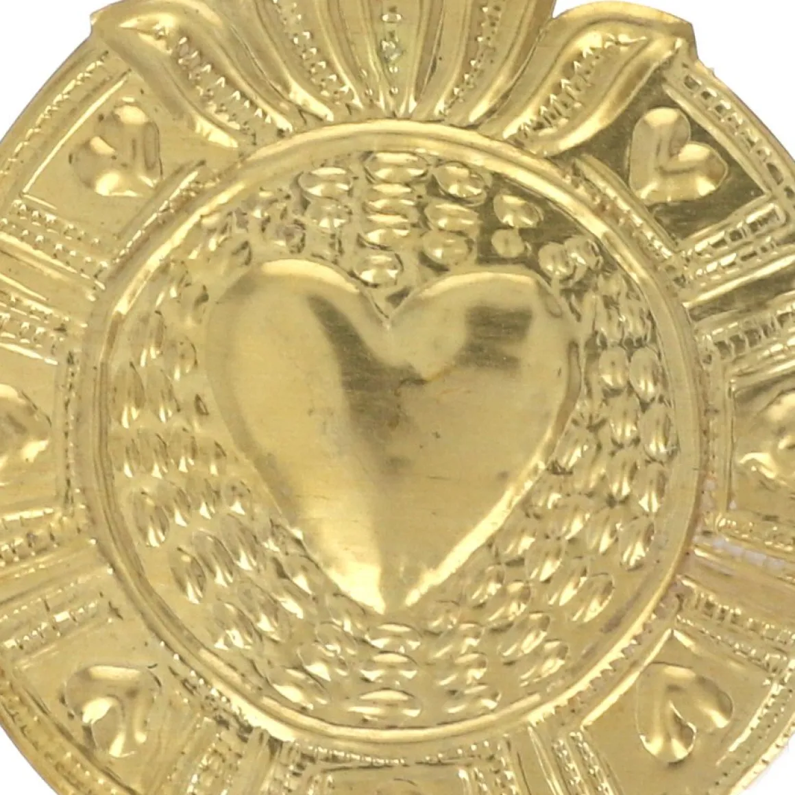 Suspension ronde en laiton doré cœur ex-voto