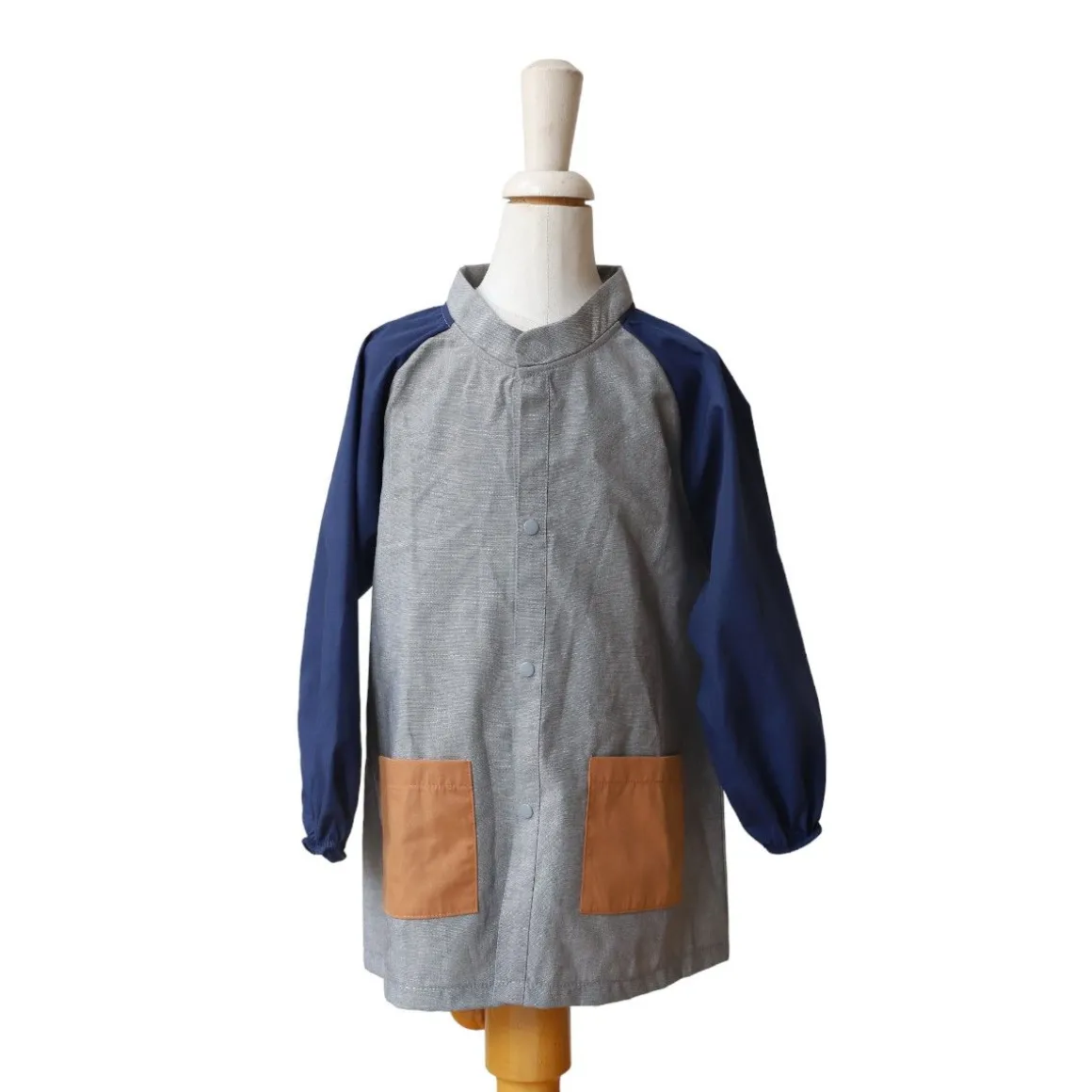 Tablier d'école enfant gris et bleu