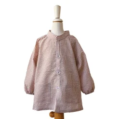 Tablier d'école enfant vichy marron