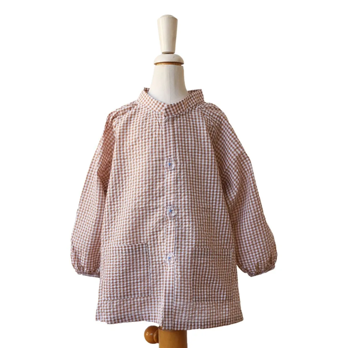 Tablier d'école enfant vichy marron